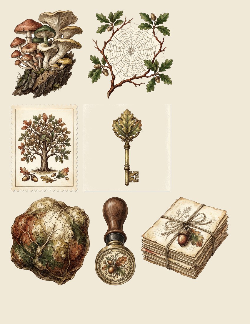 Acorn & Oak Junk Journal Kit | Autumn Woodland Ephemera | Digital Download