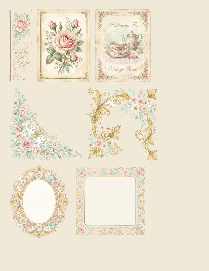 Afternoon Tea Party Junk Journal Kit | Vintage Floral Teacup Ephemera + Printable Sheets | Cottagecore | Digital Download