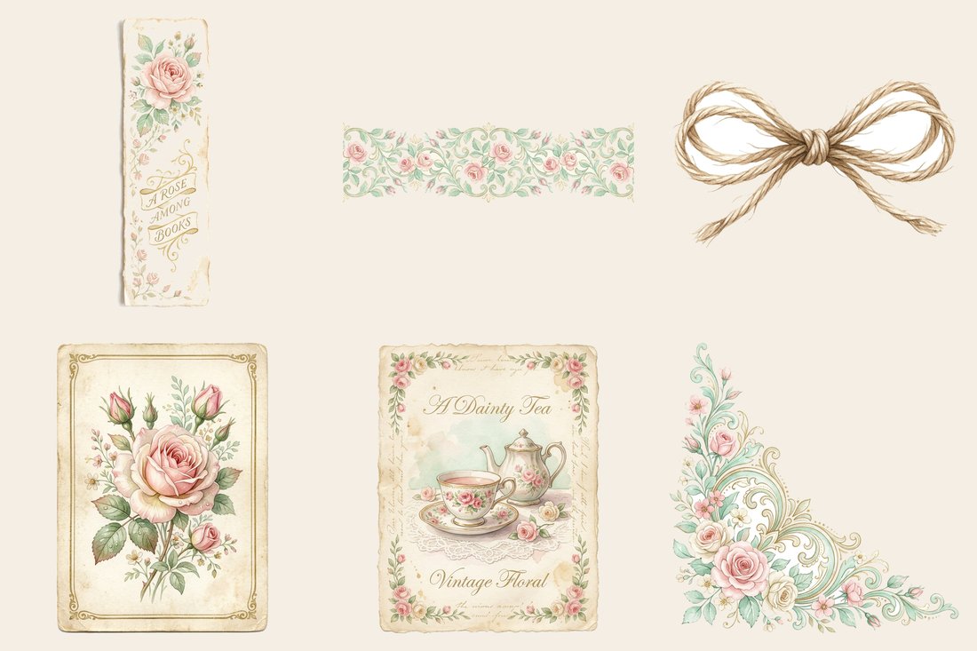 Afternoon Tea Party Junk Journal Kit | Vintage Floral Teacup Ephemera + Printable Sheets | Cottagecore | Digital Download