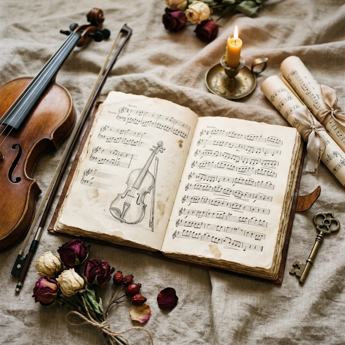 Antique Melody Music Junk Journal Kit | Vintage Sheet Music Instrument Ephemera + Printable Sheets | Digital Download