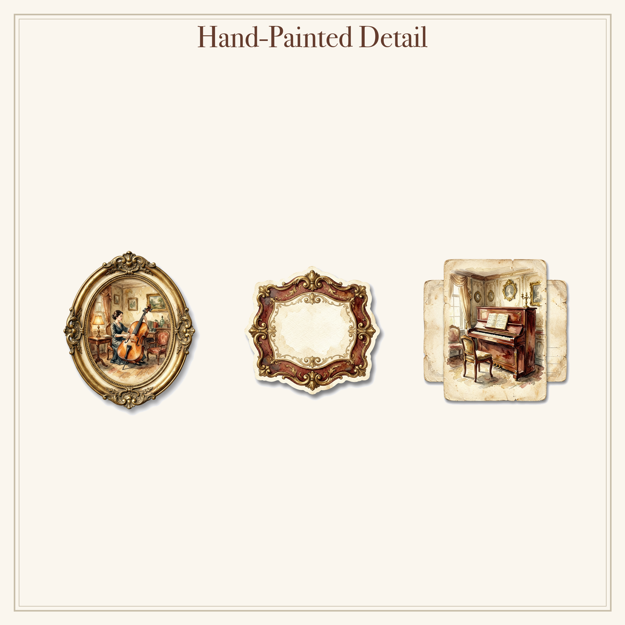 Antique Music Room Junk Journal Kit | Piano & Sheet Music Ephemera Papers | Printable Cut-Outs | Digital Download