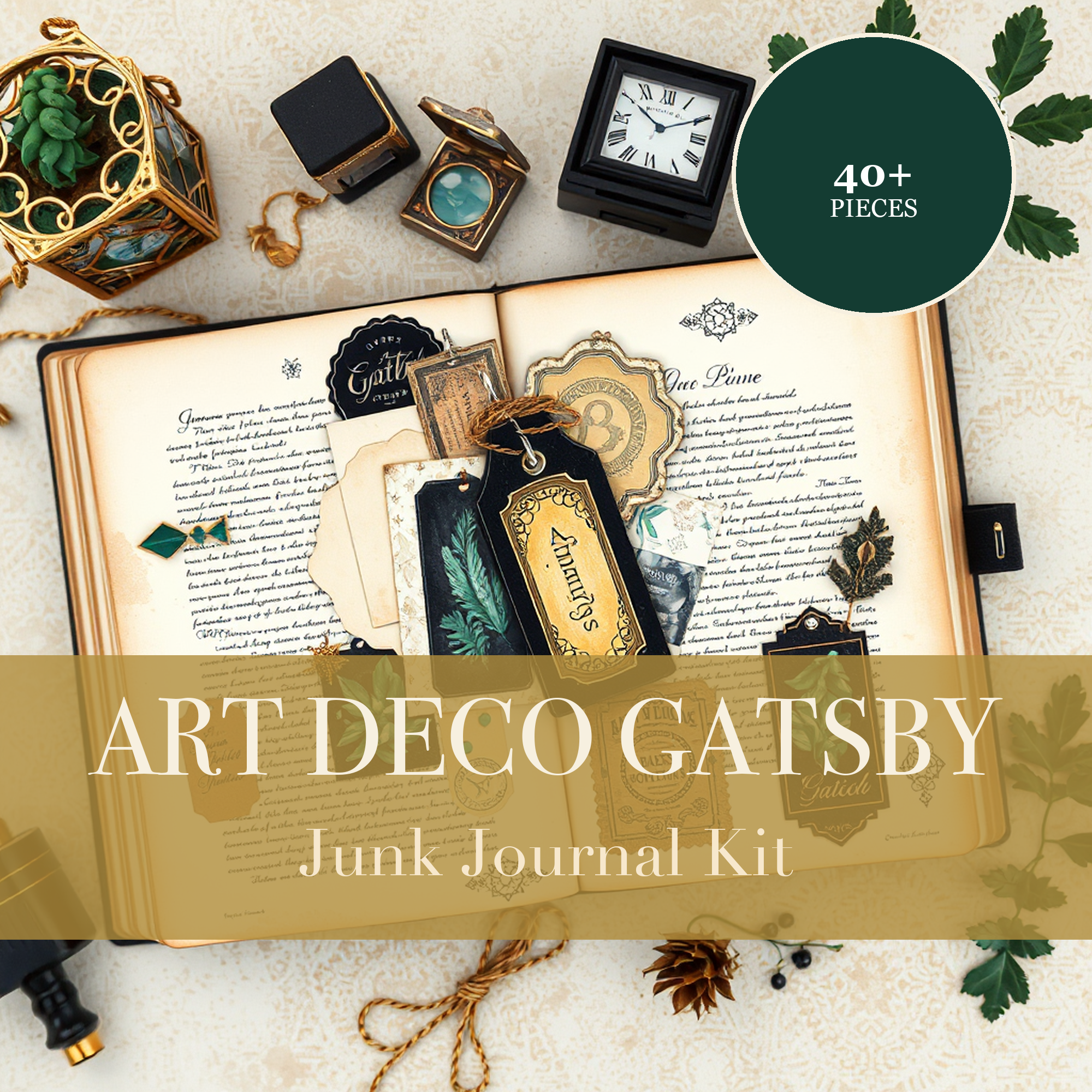 Art Deco Gatsby Junk Journal Kit | 1920s Great Gatsby Ephemera & Papers | Printable Cut-Outs | Digital Download