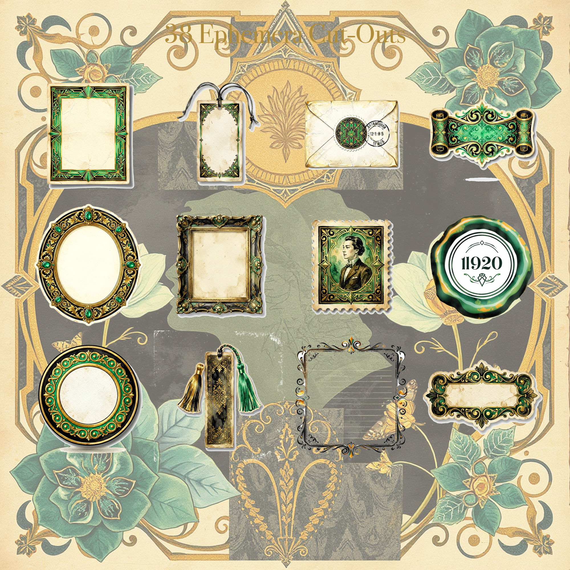 Art Deco Gatsby Junk Journal Kit | 1920s Great Gatsby Ephemera & Papers | Printable Cut-Outs | Digital Download