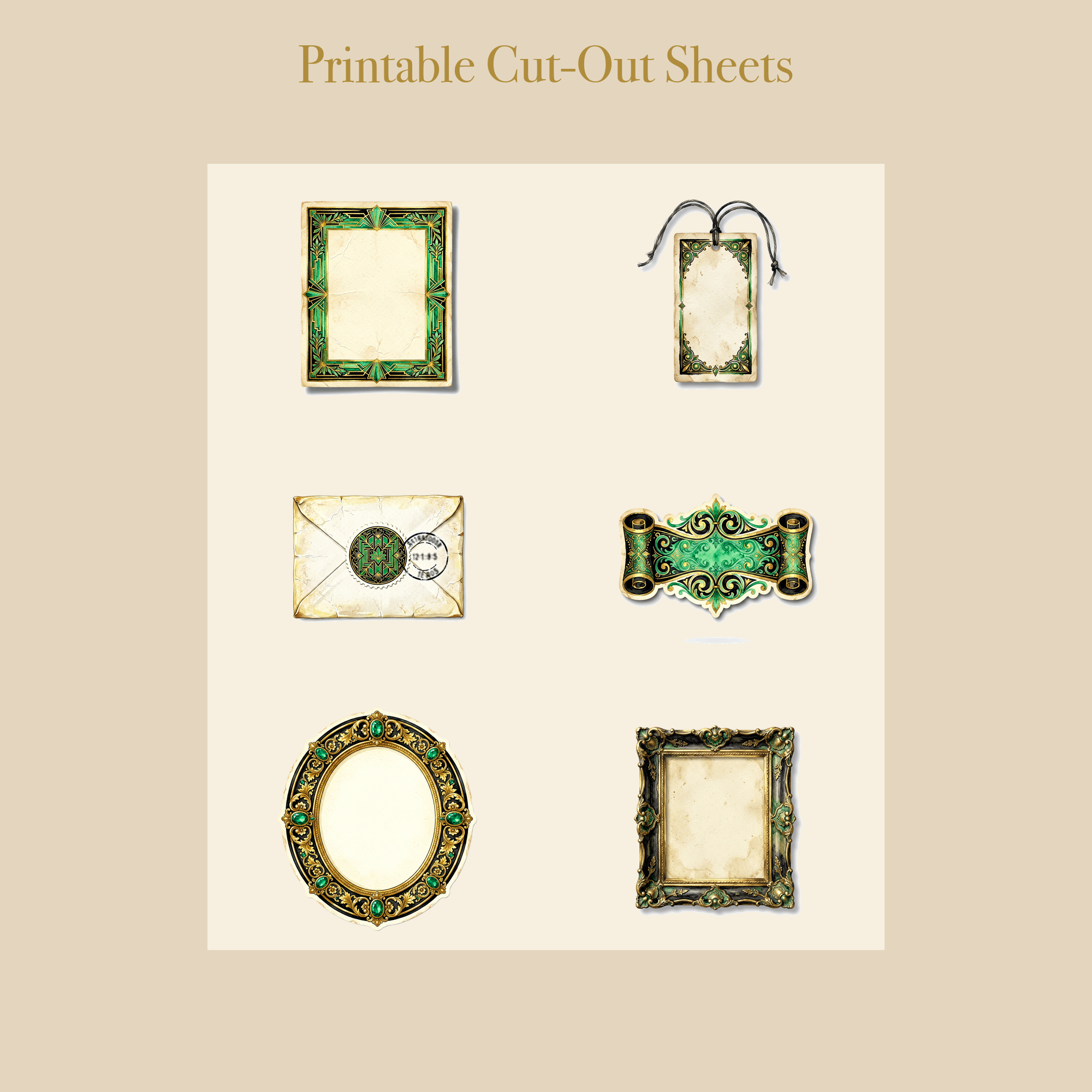 Art Deco Gatsby Junk Journal Kit | 1920s Great Gatsby Ephemera & Papers | Printable Cut-Outs | Digital Download