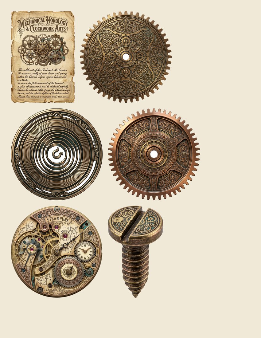 Automaton & Clockwork Junk Journal Kit | Steampunk Gears & Mechanisms | Digital Download