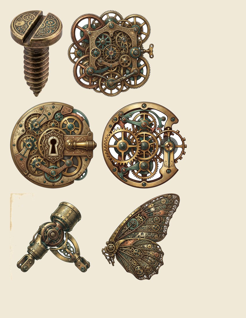 Automaton & Clockwork Junk Journal Kit | Steampunk Gears & Mechanisms | Digital Download