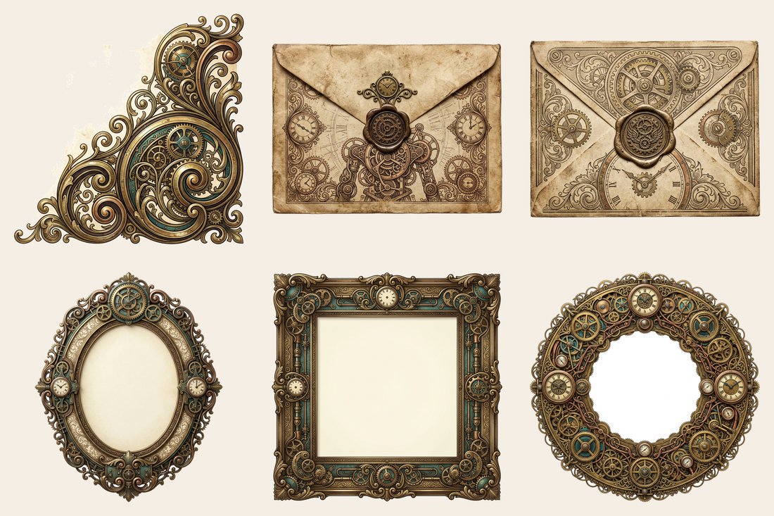 Automaton & Clockwork Junk Journal Kit | Steampunk Gears & Mechanisms | Digital Download