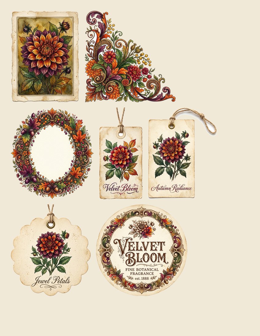 Autumn Dahlias Junk Journal Kit | Digital Download