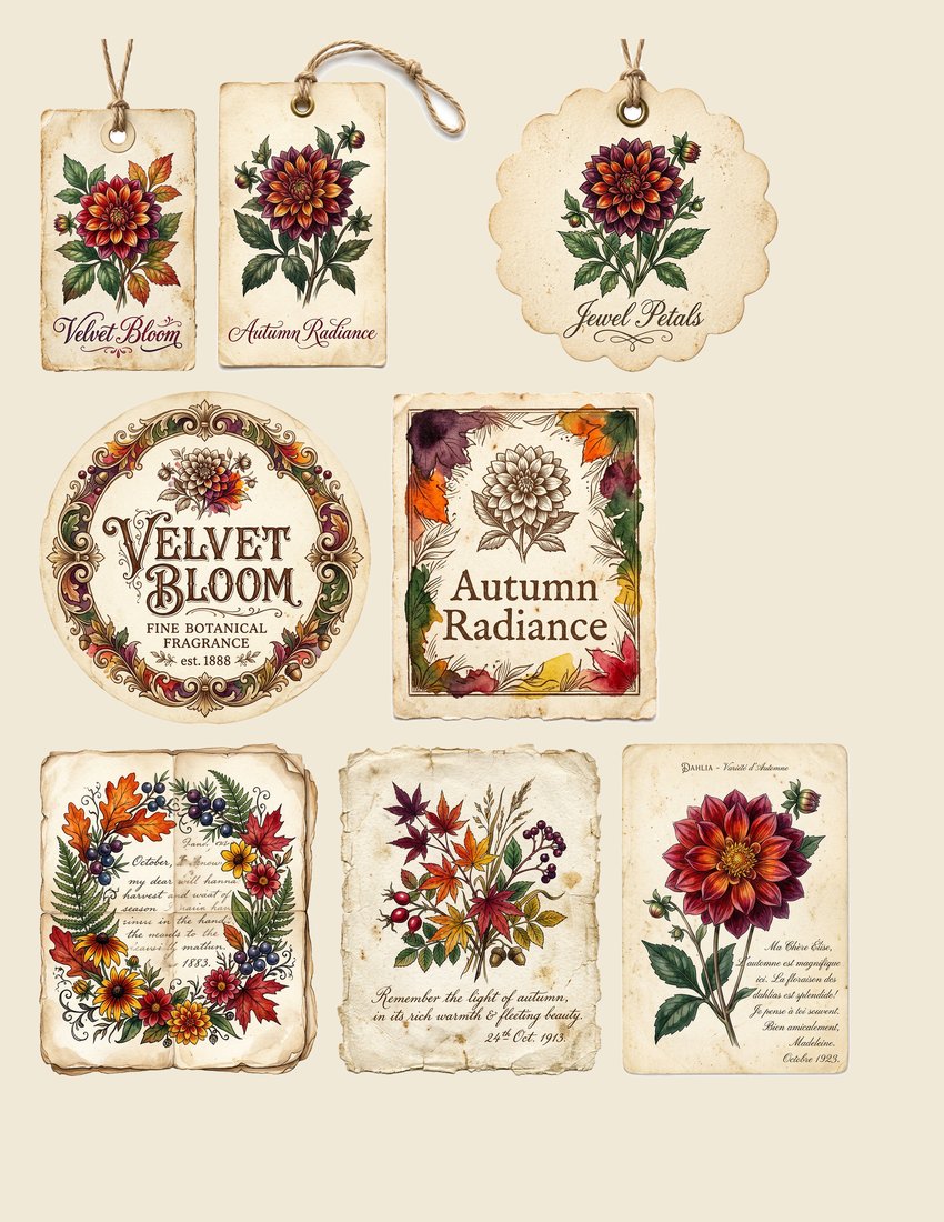 Autumn Dahlias Junk Journal Kit | Digital Download