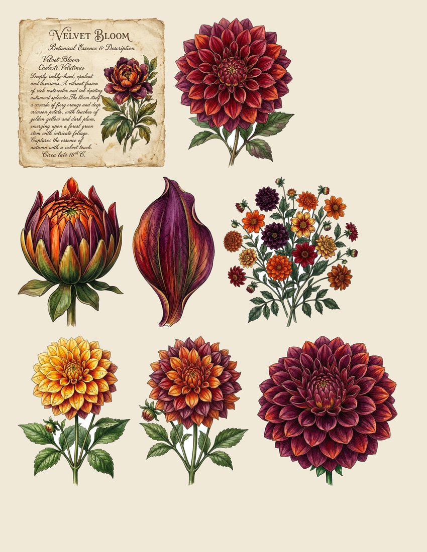 Autumn Dahlias Junk Journal Kit | Digital Download