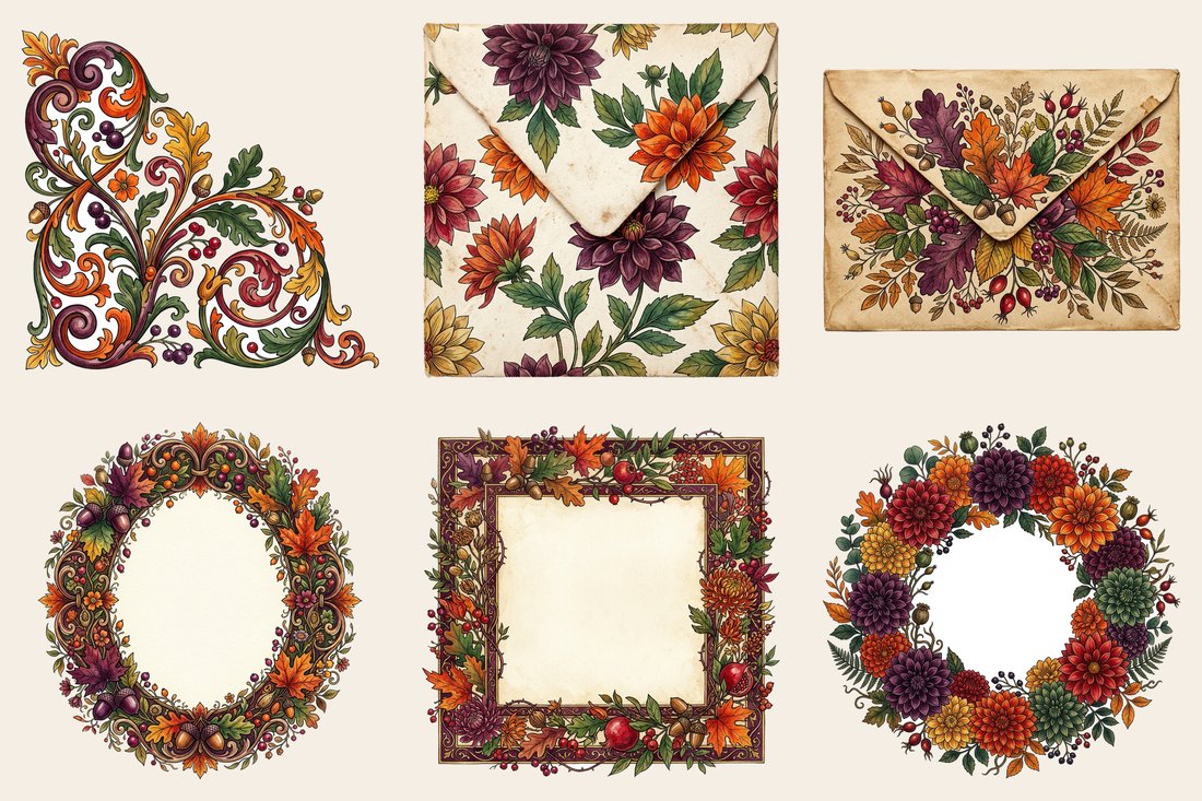 Autumn Dahlias Junk Journal Kit | Digital Download