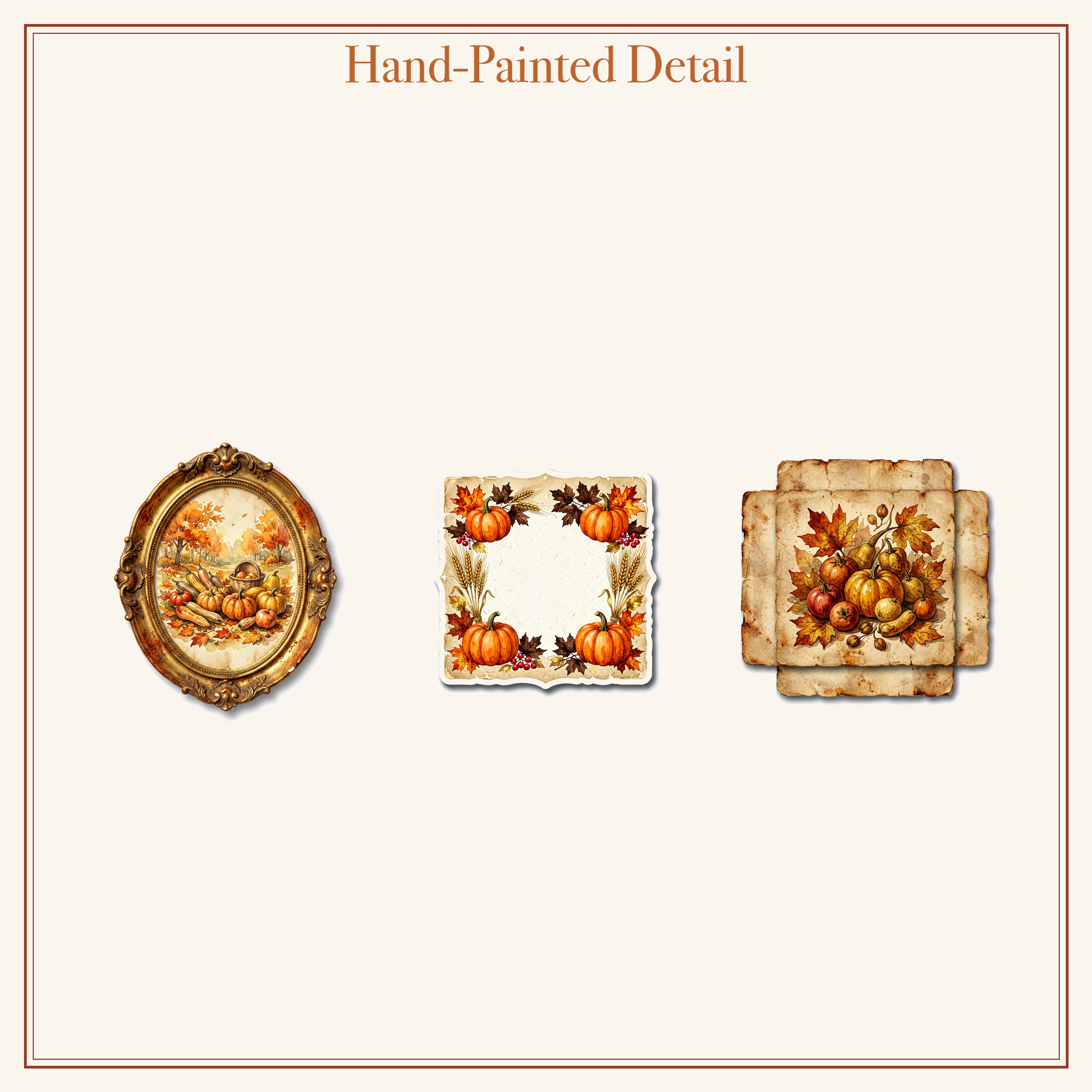 Autumn Harvest Junk Journal Kit | Pumpkin & Cornucopia Ephemera Papers | Printable Cut-Outs | Digital Download