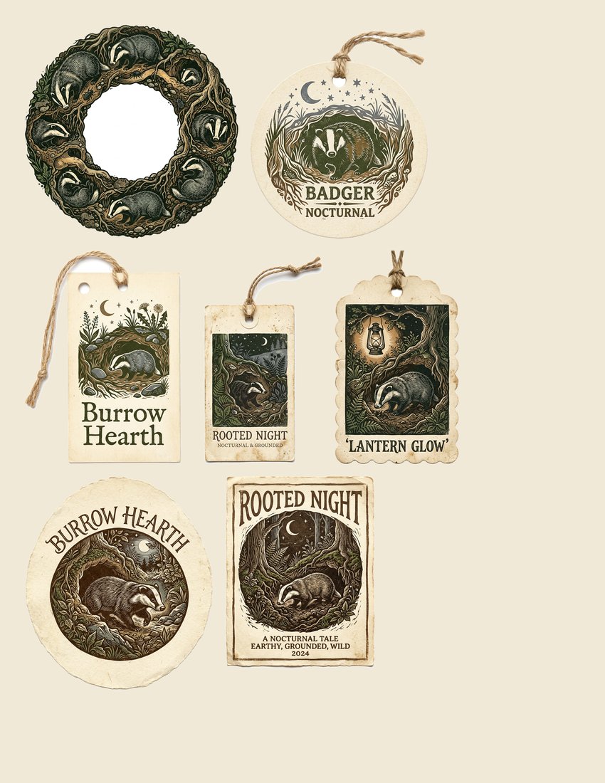 Badger & Burrow Nocturne Junk Journal Kit | Woodland Ephemera Printable Sheets | Digital Download