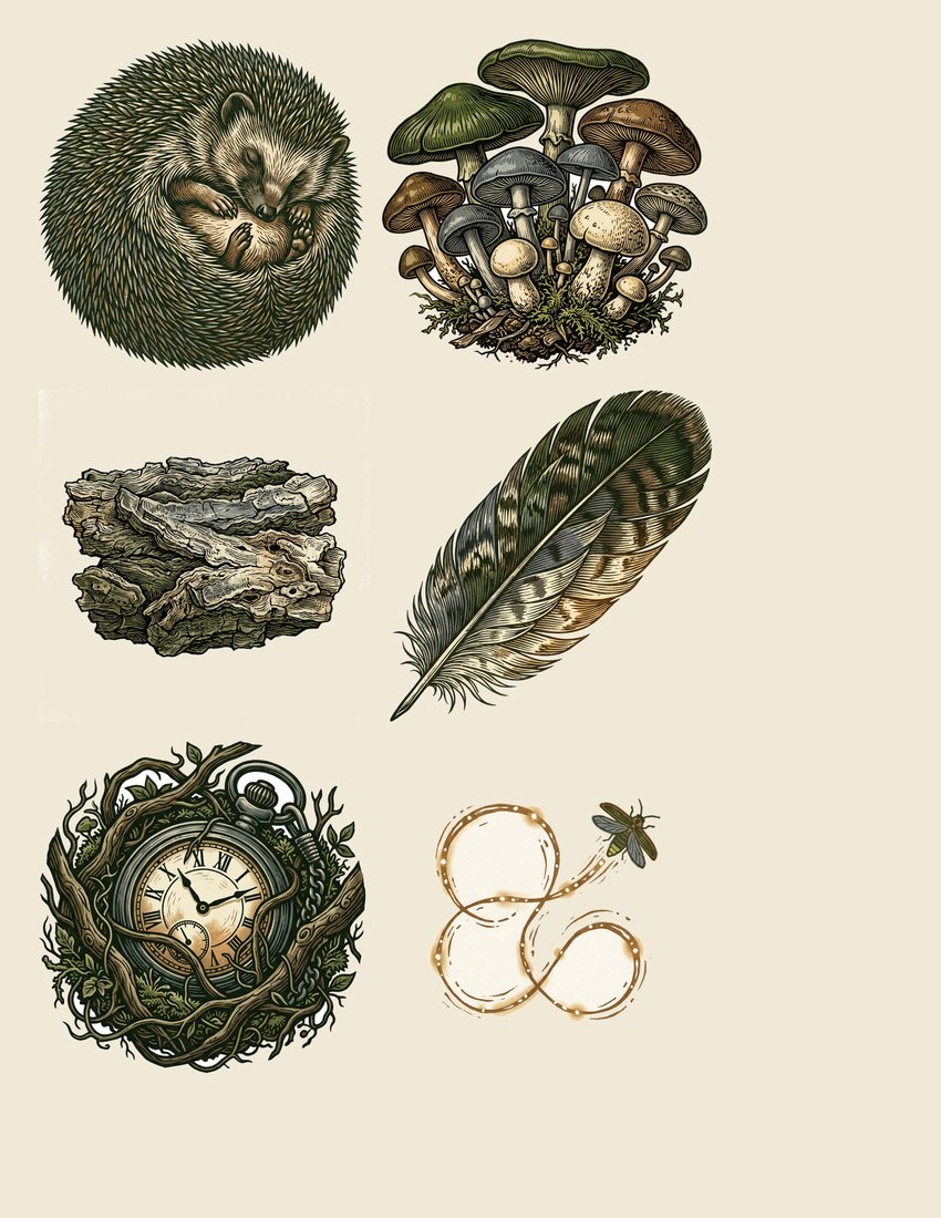 Badger & Burrow Nocturne Junk Journal Kit | Woodland Ephemera Printable Sheets | Digital Download