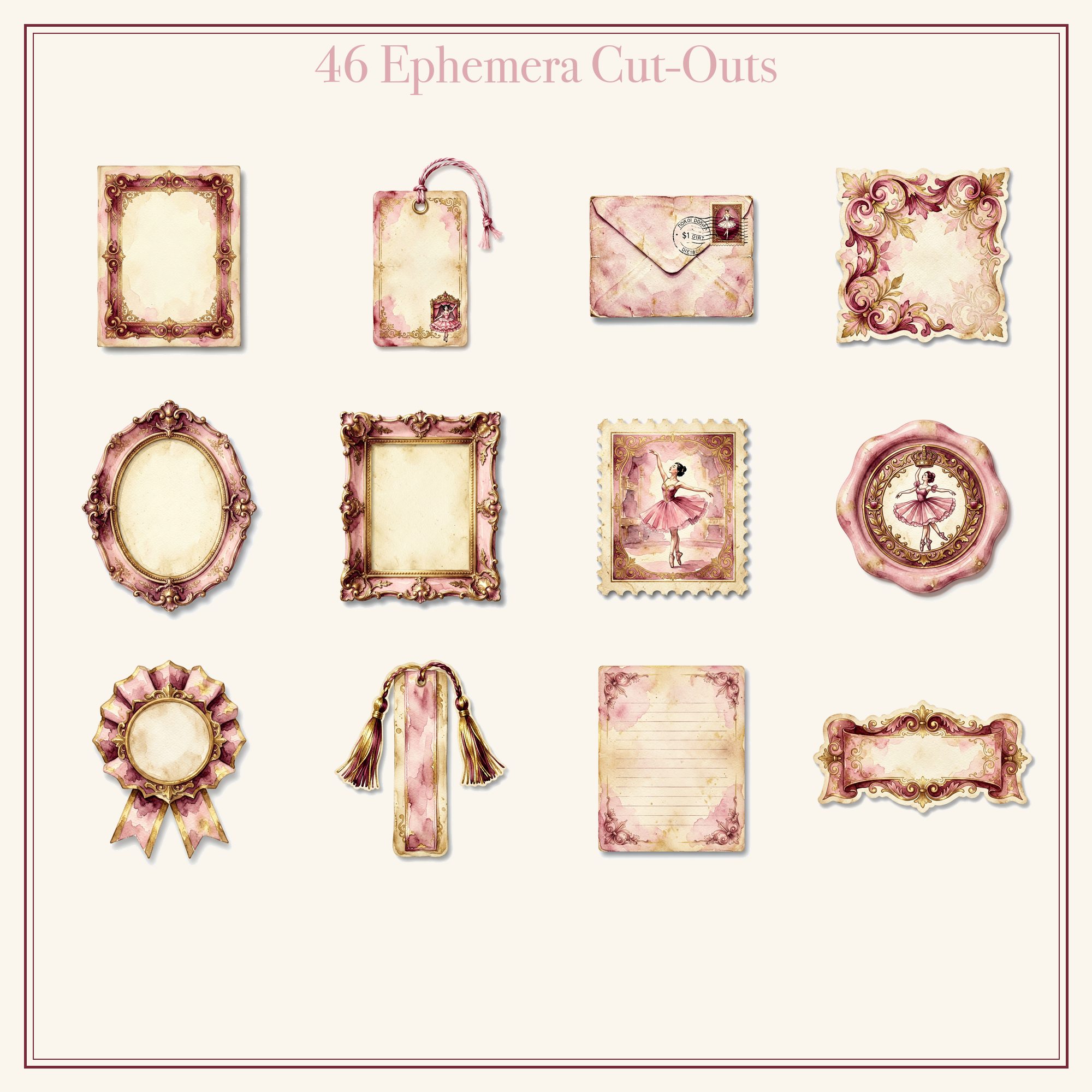 Ballet Opera House Junk Journal Kit | Ballerina & Theatre Ephemera Papers | Printable Cut-Outs | Digital Download