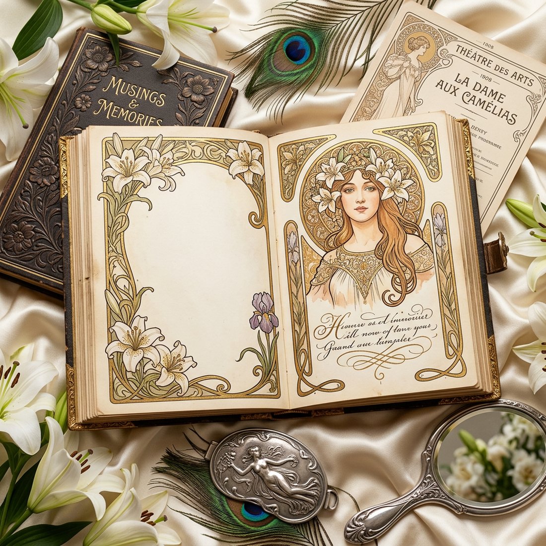 Kit de Junk Journal Belle Epoque Art Nouveau | Efimeras Florales Ornamentadas Estilo Mucha Vintage + Hojas Imprimibles | Descarga Digital