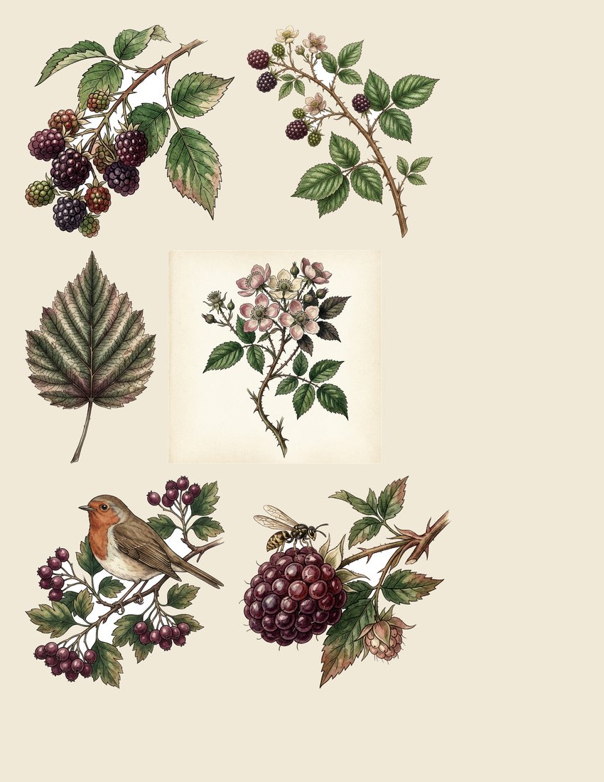 Berry Bramble Junk Journal Kit | Vintage Woodland Foraging Ephemera | Digital Download
