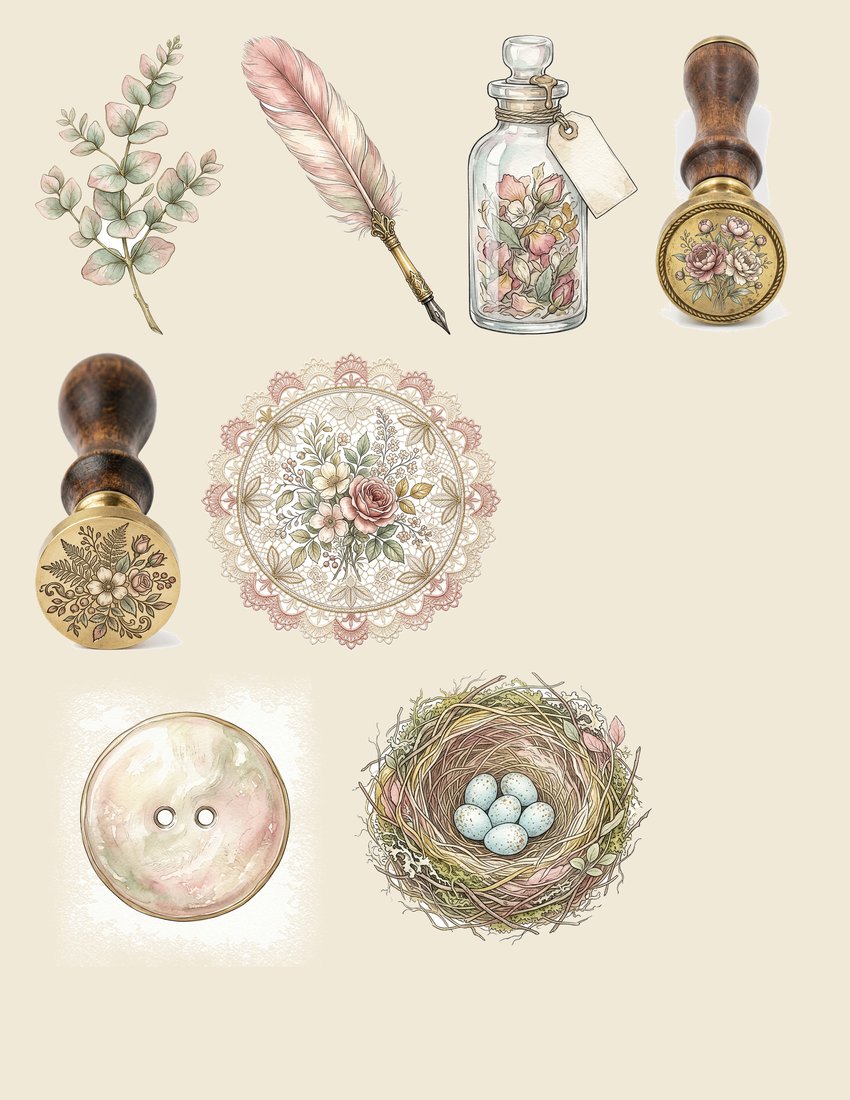 Blush Peony Junk Journal Kit | Vintage Floral Ephemera & Crafts | Digital Download