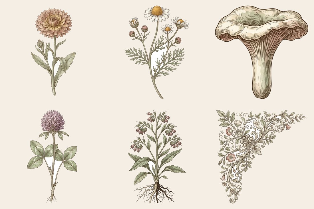 Botanical Apothecary Junk Journal Kit | 60+ Vintage Herbal Ephemera + Printable Sheets | Cottagecore Grimoire | Digital Download