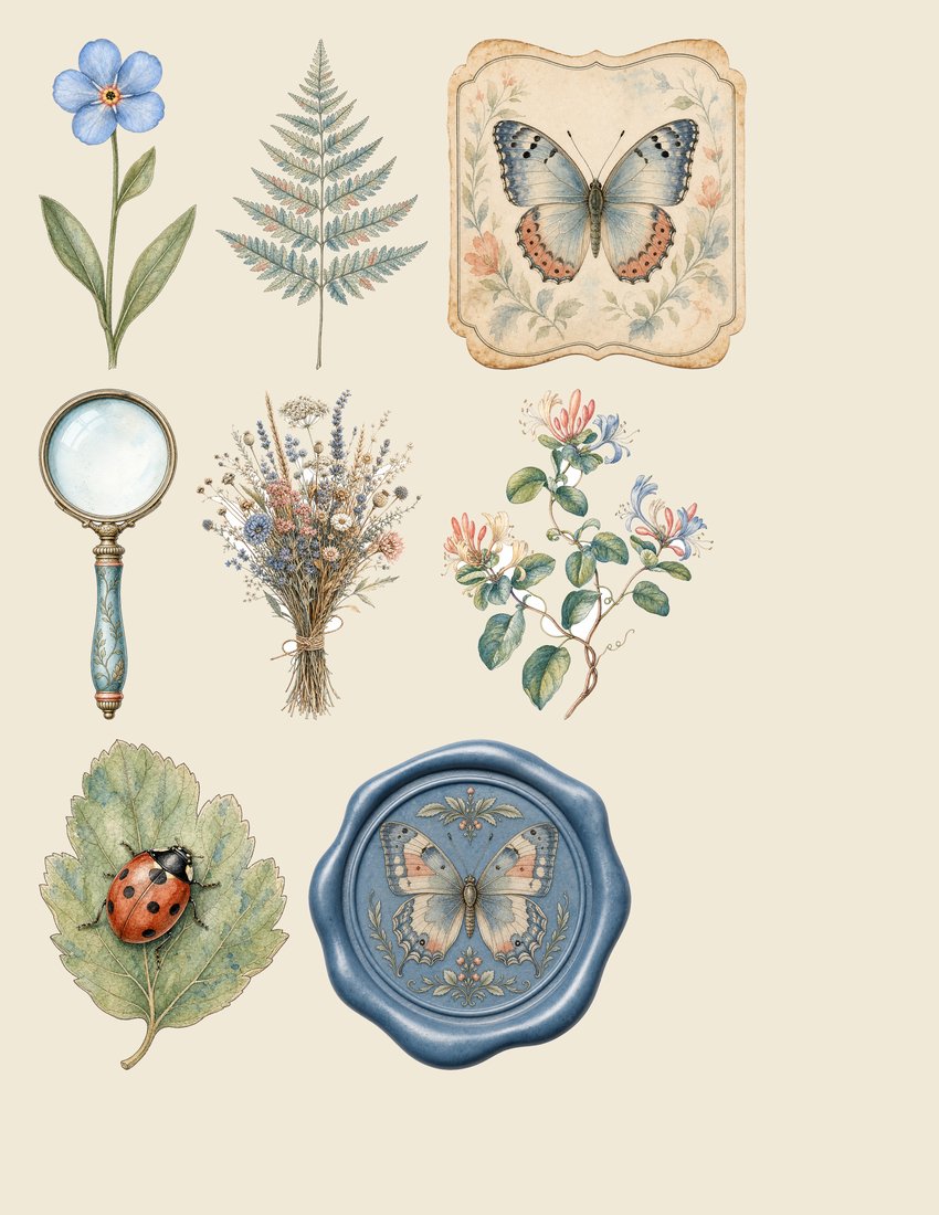 Butterfly Conservatory Junk Journal Kit | Vintage Butterfly Moth Ephemera + Printable Sheets | Cottagecore | Digital Download