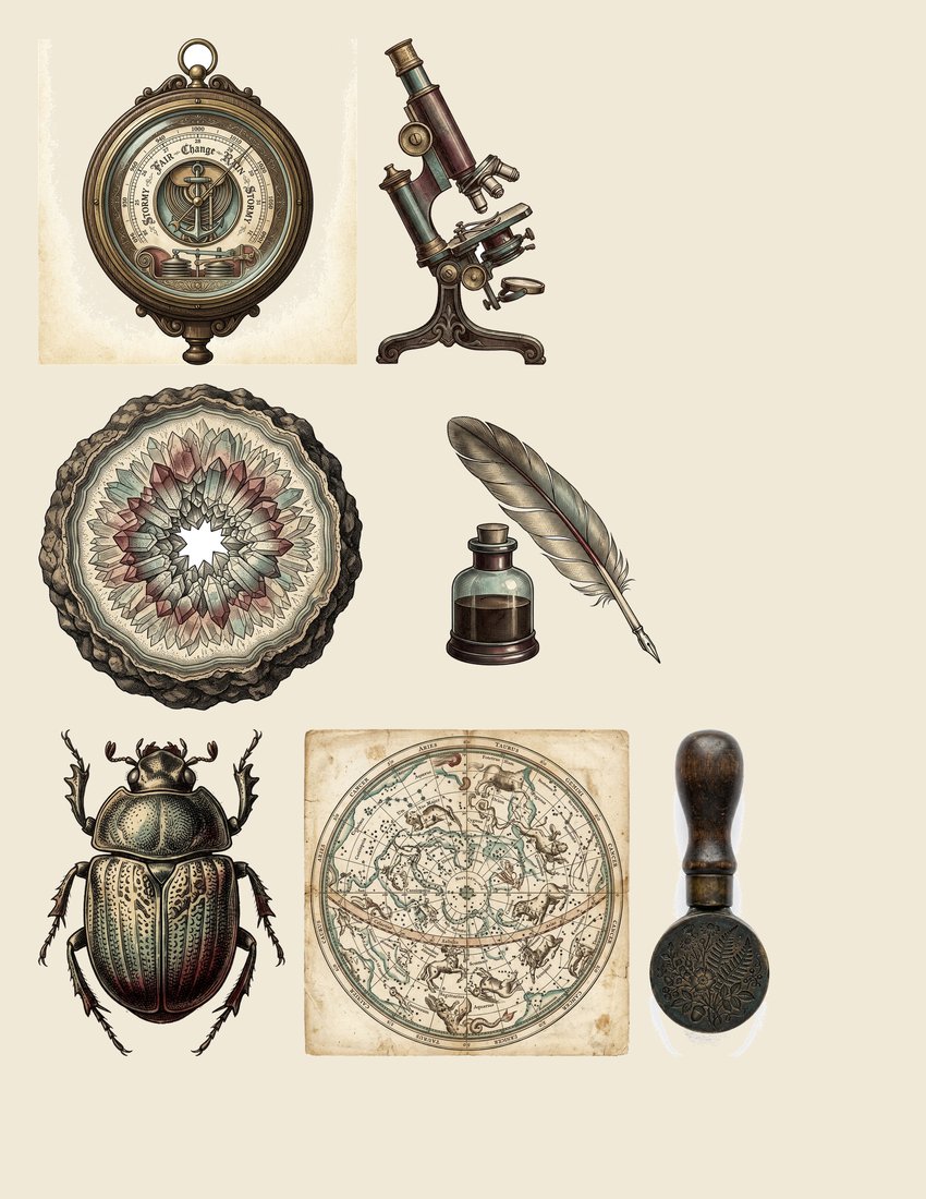Cabinet of Curiosities Junk Journal Kit | Vintage Naturalist Specimen Oddities Ephemera + Printable Sheets | Dark Academia | Digital