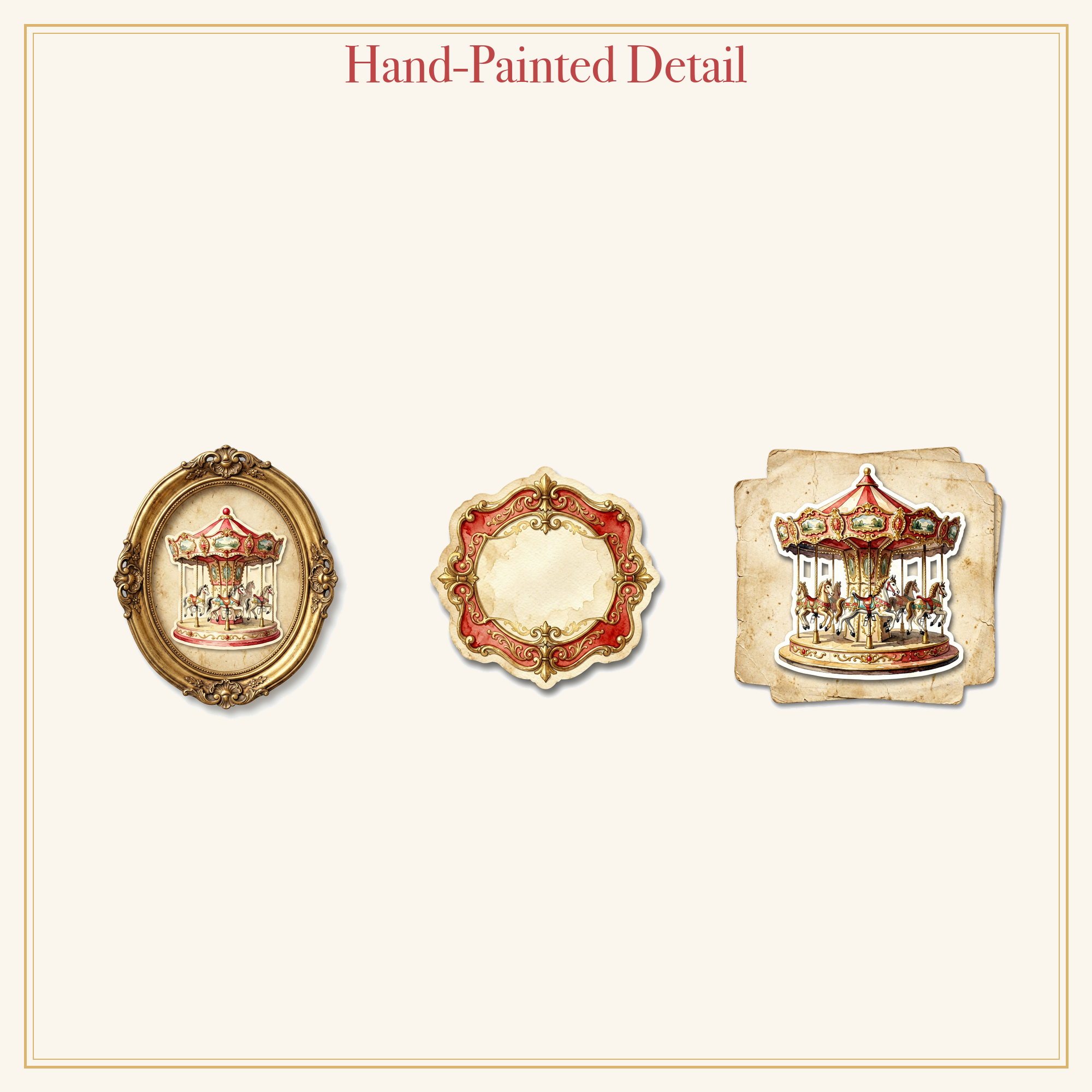 Vintage Carousel Junk Journal Kit | Fairground & Carnival Ephemera Papers | Printable Cut-Outs | Digital Download