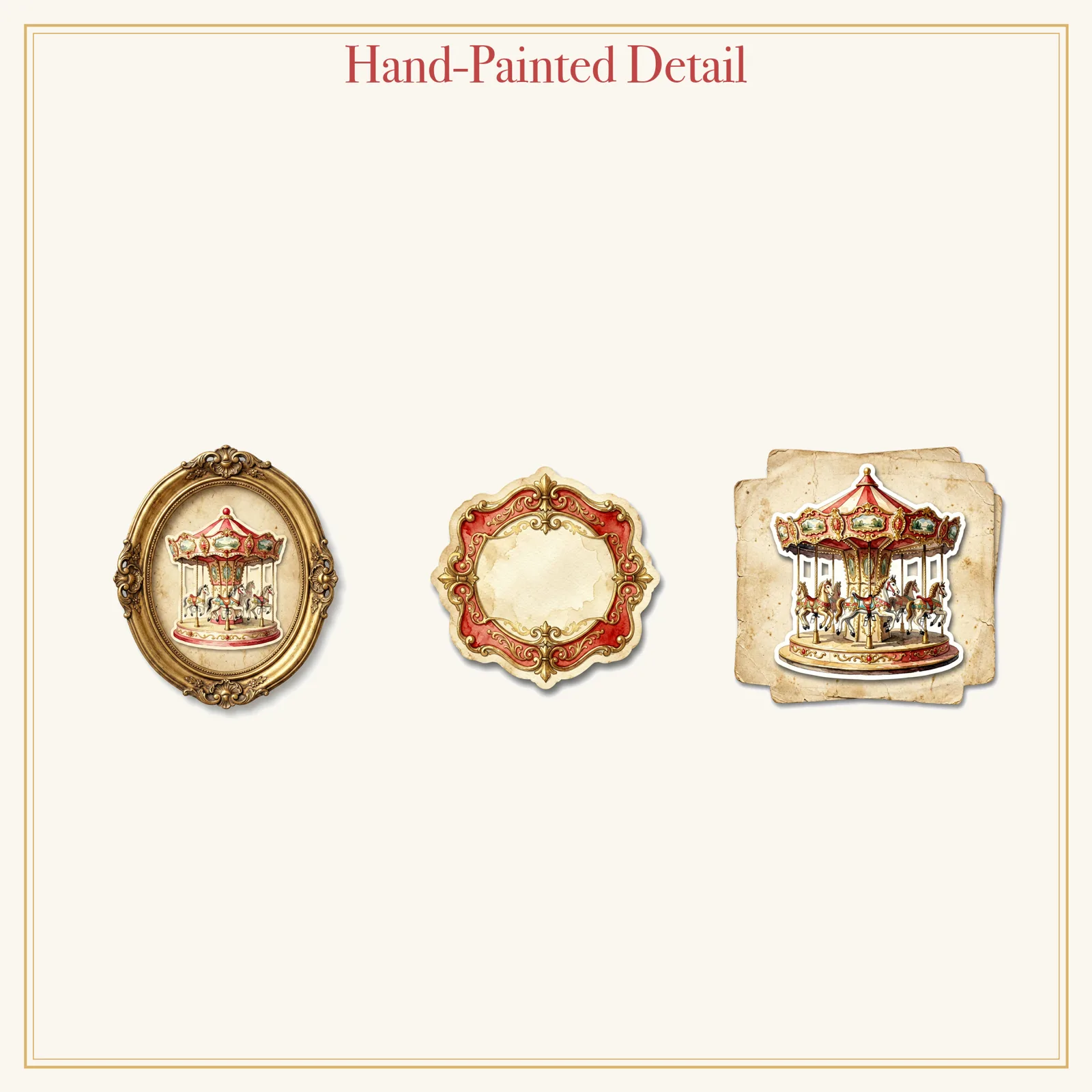 Vintage Carousel Junk Journal Kit | Fairground & Carnival Ephemera Papers | Printable Cut-Outs | Digital Download