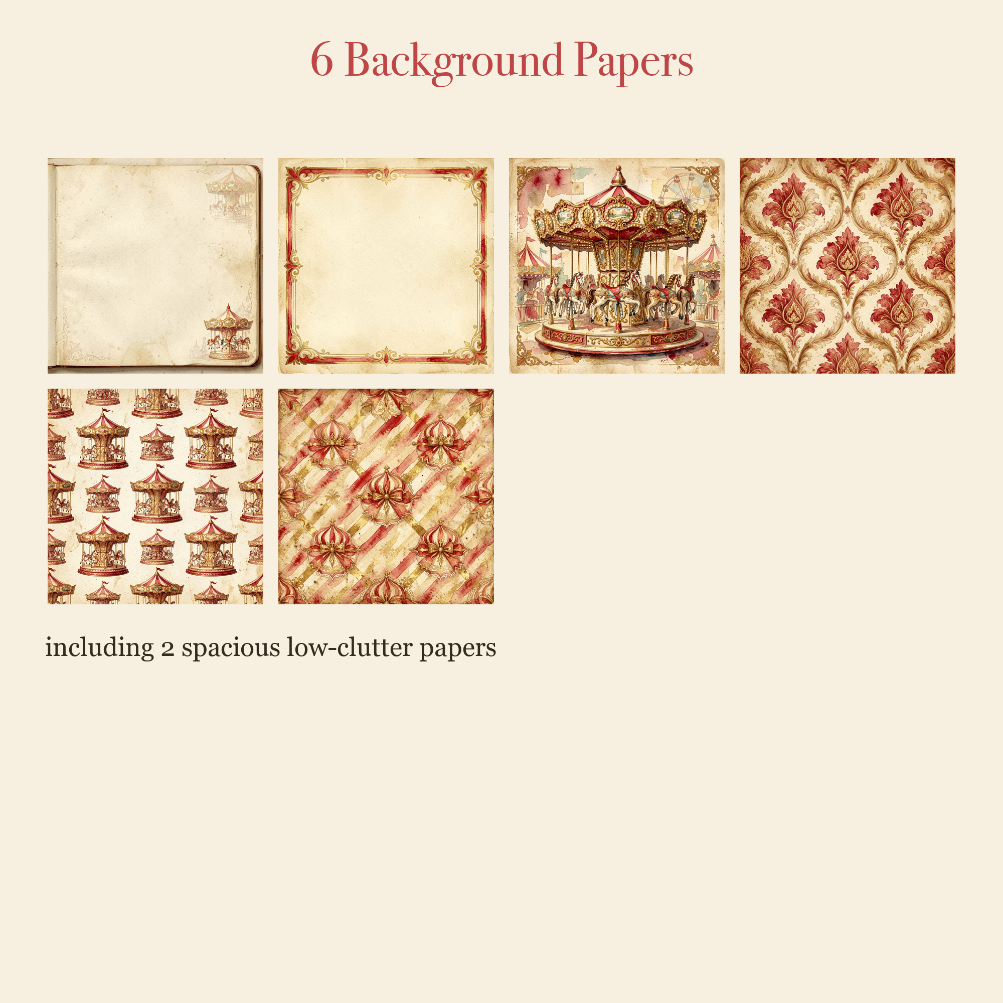 Vintage Carousel Junk Journal Kit | Fairground & Carnival Ephemera Papers | Printable Cut-Outs | Digital Download
