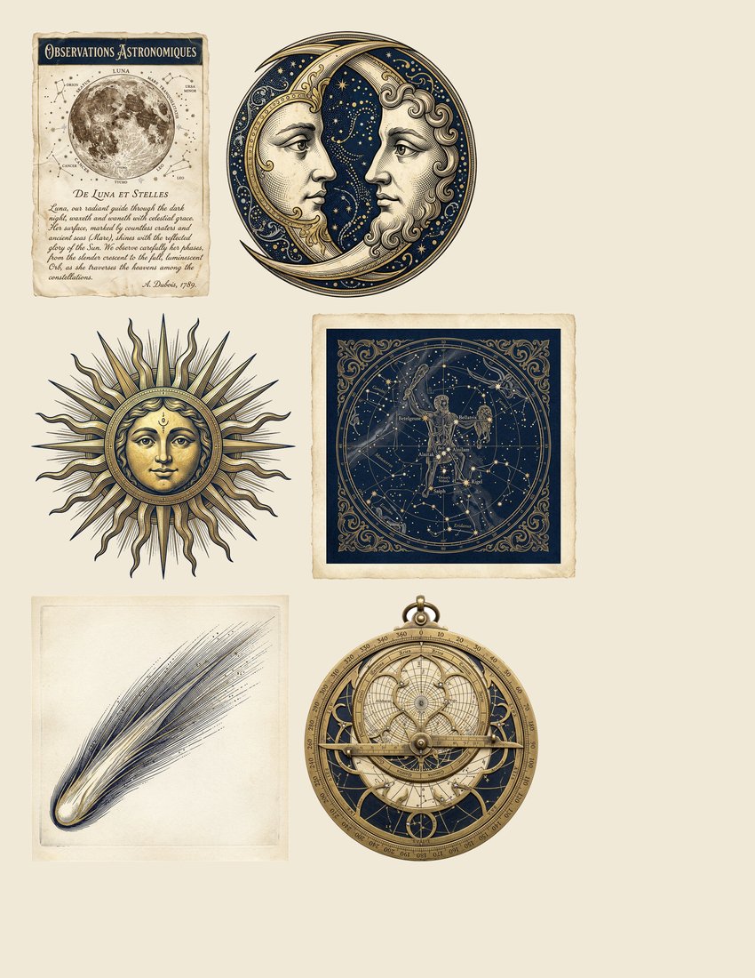 Celestial Observatory Junk Journal Kit | Vintage Astronomy Moon Stars Ephemera + Printable Sheets | Digital Download
