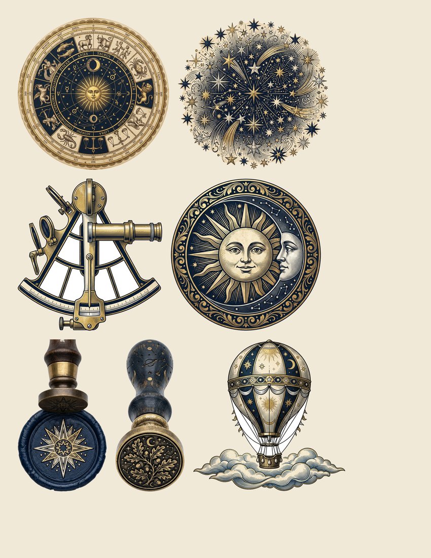 Celestial Observatory Junk Journal Kit | Vintage Astronomy Moon Stars Ephemera + Printable Sheets | Digital Download