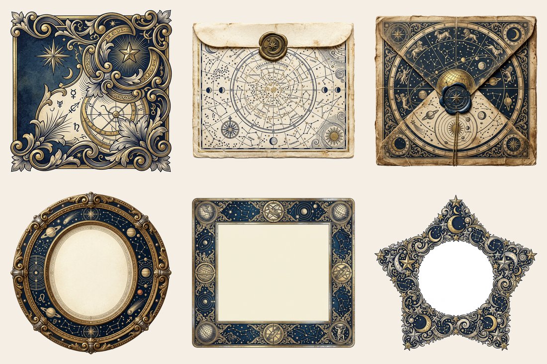 Celestial Observatory Junk Journal Kit | Vintage Astronomy Moon Stars Ephemera + Printable Sheets | Digital Download