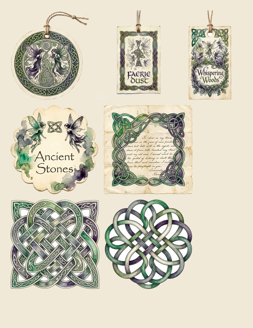 Celtic Whispers Junk Journal Kit | Enchanted Faerie Forest Ephemera + Printable Sheets | Celtic Folklore | Digital Download