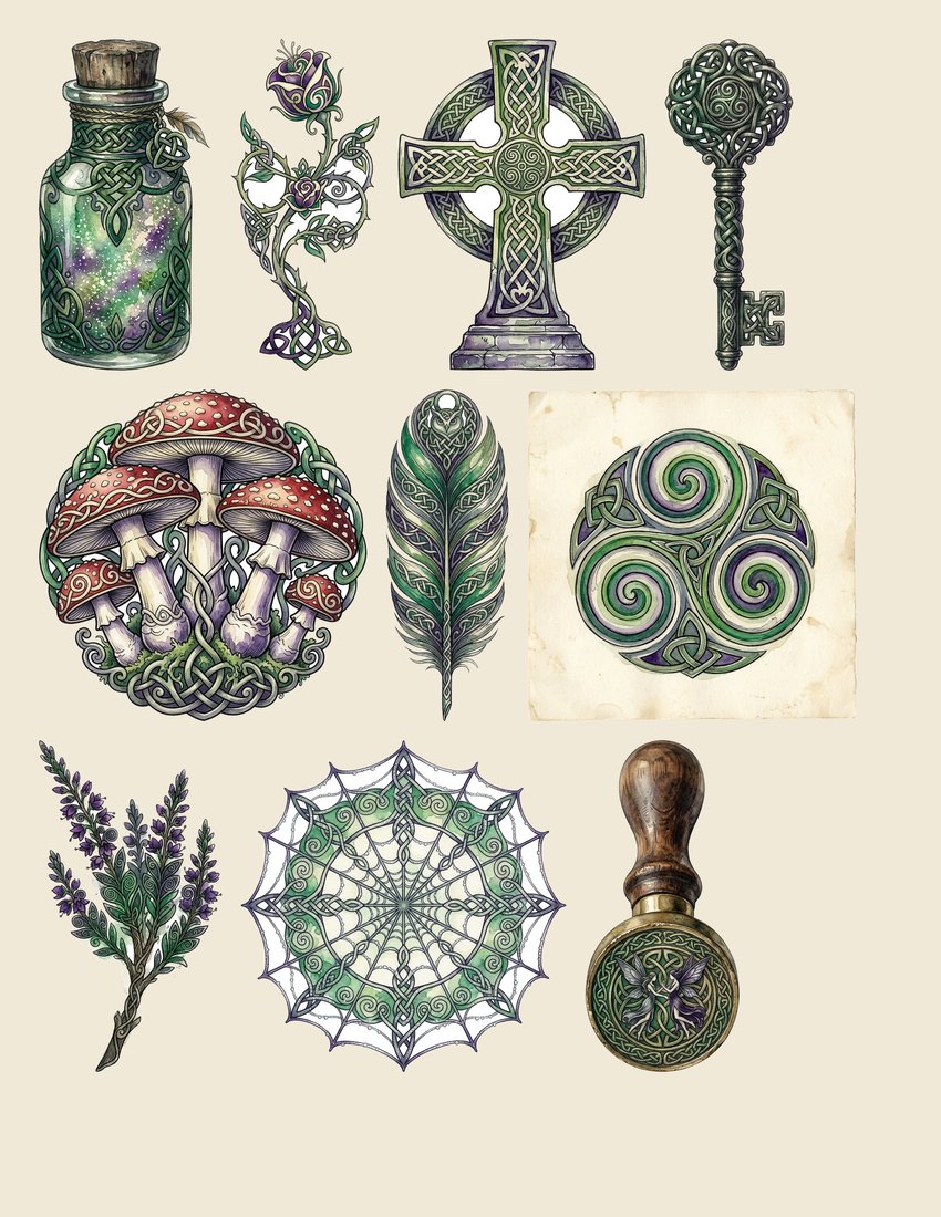Celtic Whispers Junk Journal Kit | Enchanted Faerie Forest Ephemera + Printable Sheets | Celtic Folklore | Digital Download