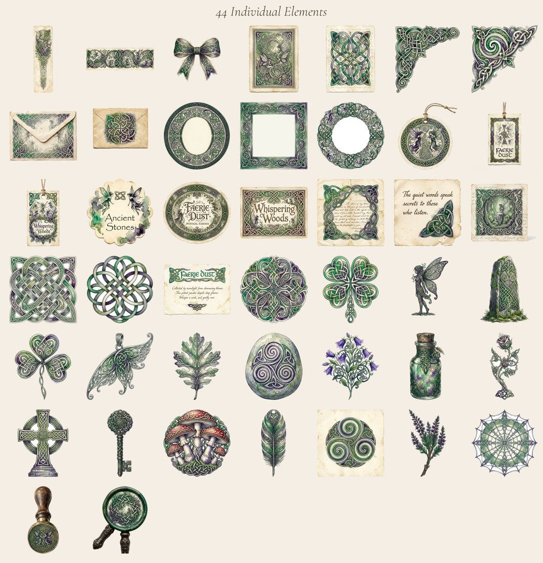 Celtic Whispers Junk Journal Kit | Enchanted Faerie Forest Ephemera + Printable Sheets | Celtic Folklore | Digital Download