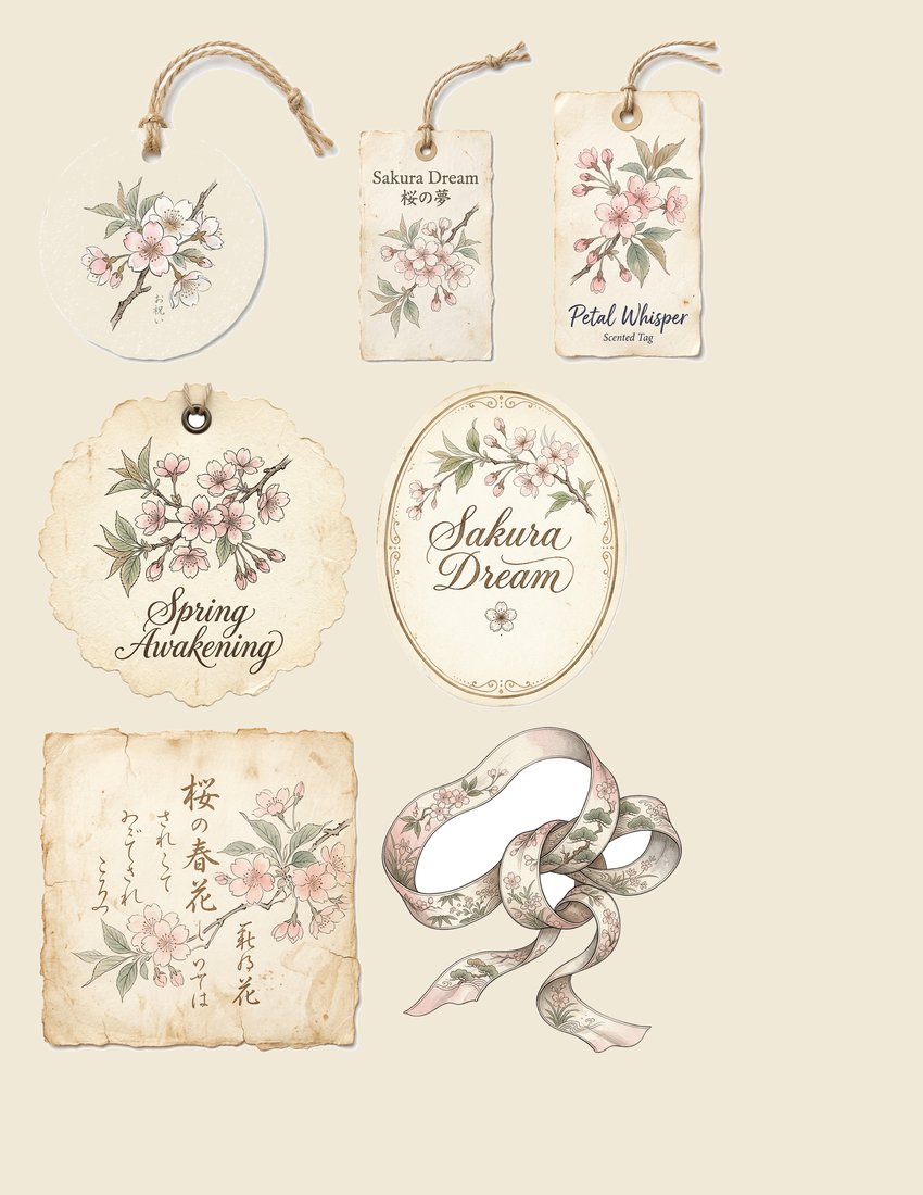 Vintage Cherry Blossom Sakura Junk Journal Kit | Ephemera + Printable Sheets | Hanami | Digital Download