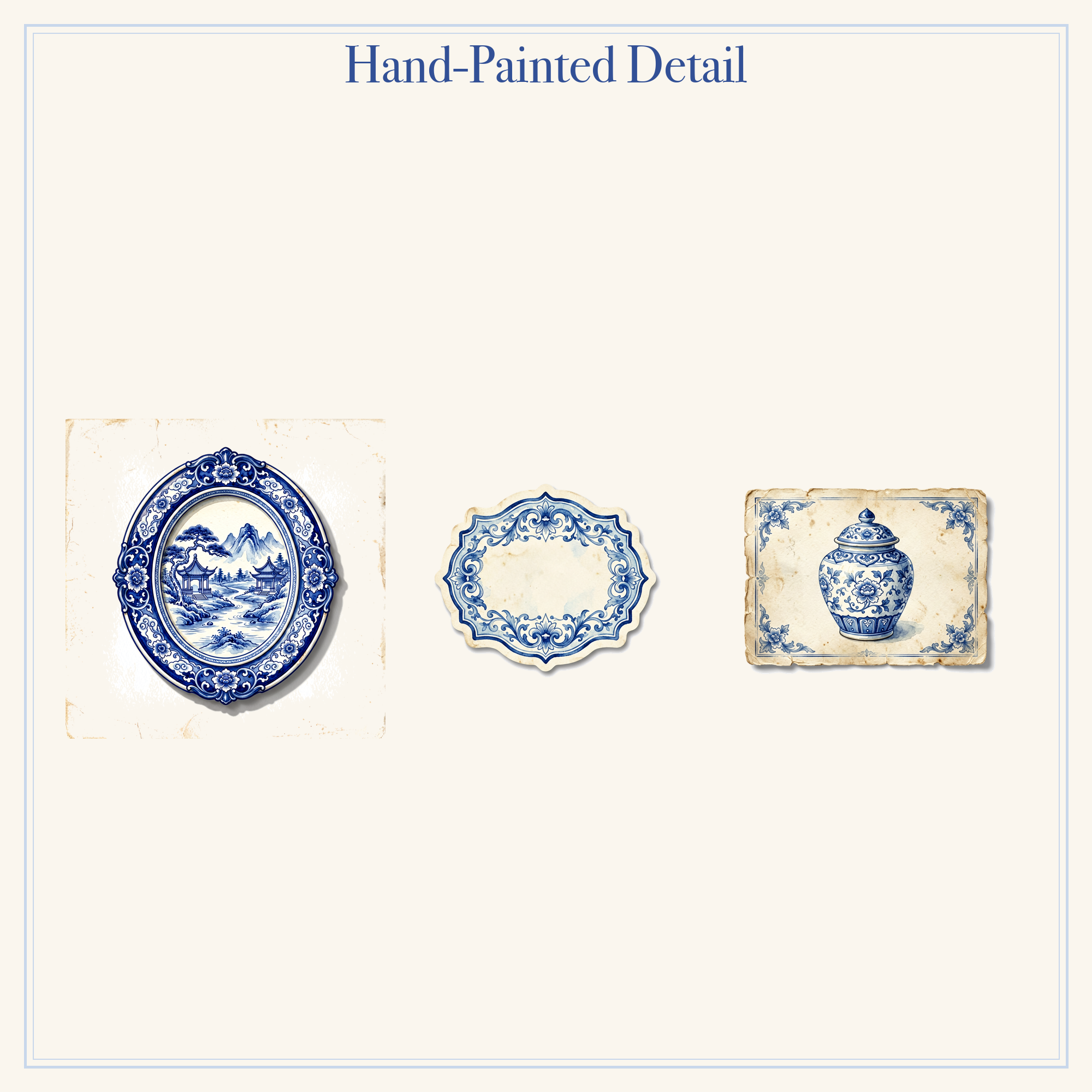 Chinoiserie Porcelain Junk Journal Kit | Blue & White & Peony Ephemera Papers | Printable Cut-Outs | Digital Download