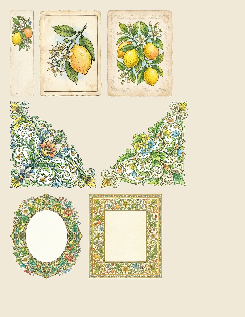 Citrus Grove Junk Journal Kit | Vintage Botanical Ephemera | Digital Download