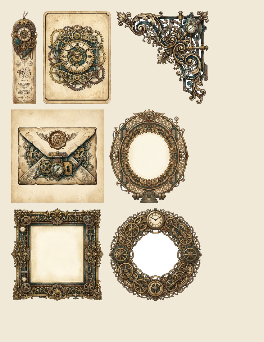 Clockwork Inventor Junk Journal Kit | Steampunk Mechanics Ephemera + Printable Sheets | Digital Download