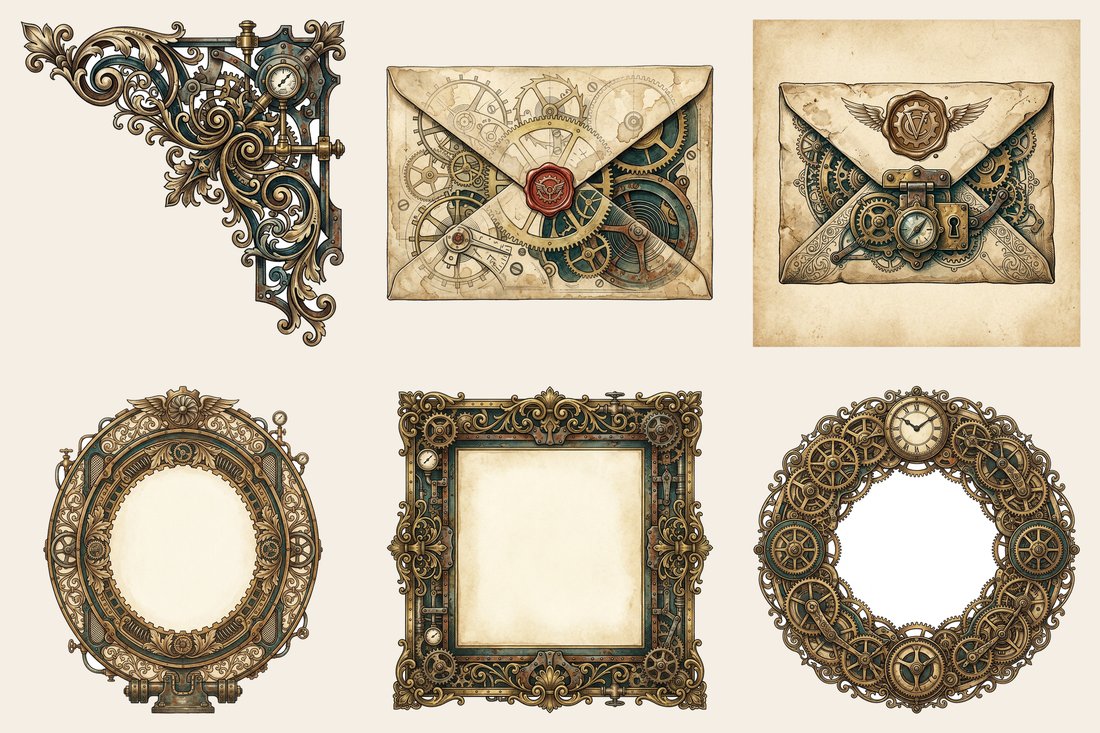 Clockwork Inventor Junk Journal Kit | Steampunk Mechanics Ephemera + Printable Sheets | Digital Download