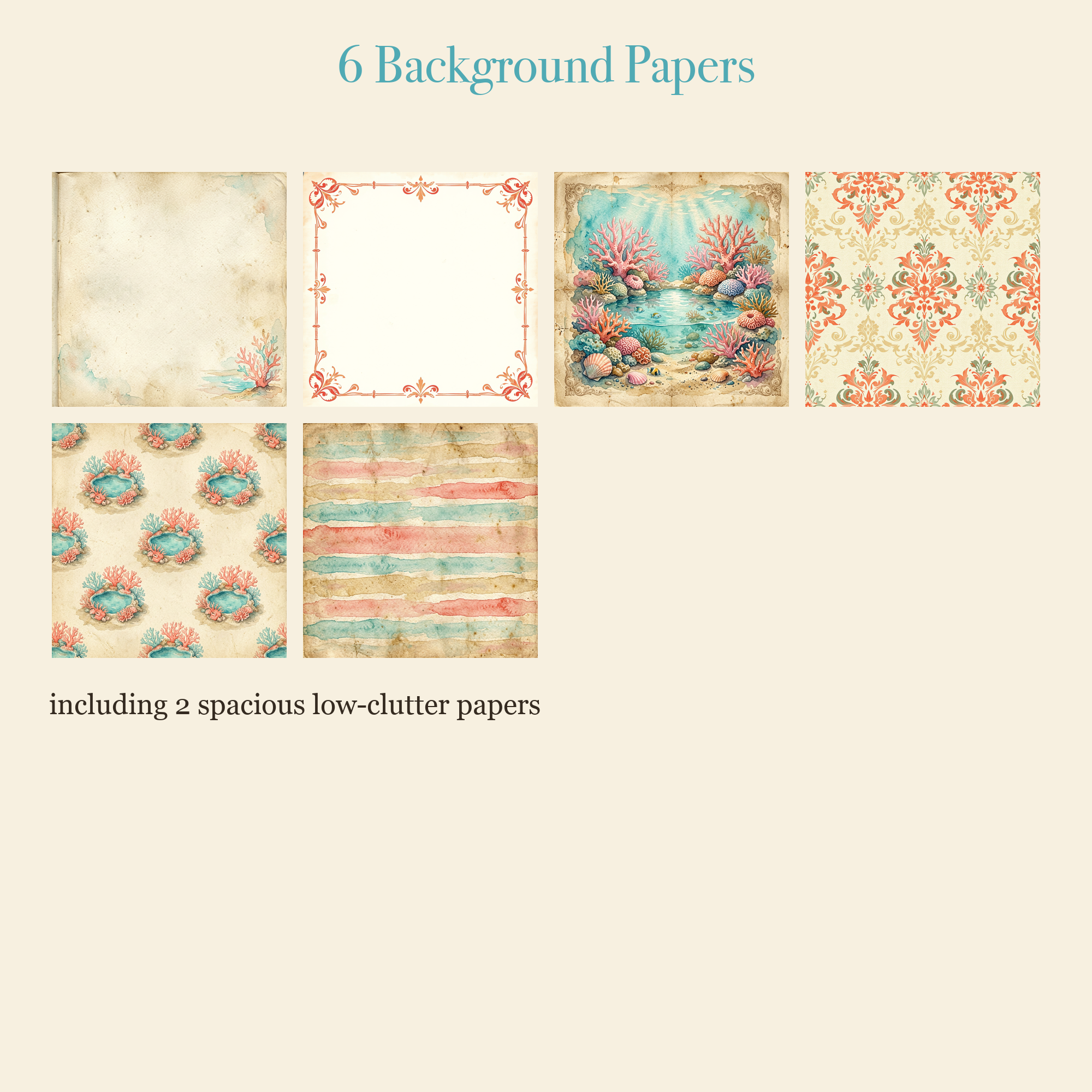 Coral Reef & Tidepools Junk Journal Kit | Ocean Shell Ephemera Papers | Printable Cut-Outs | Digital Download