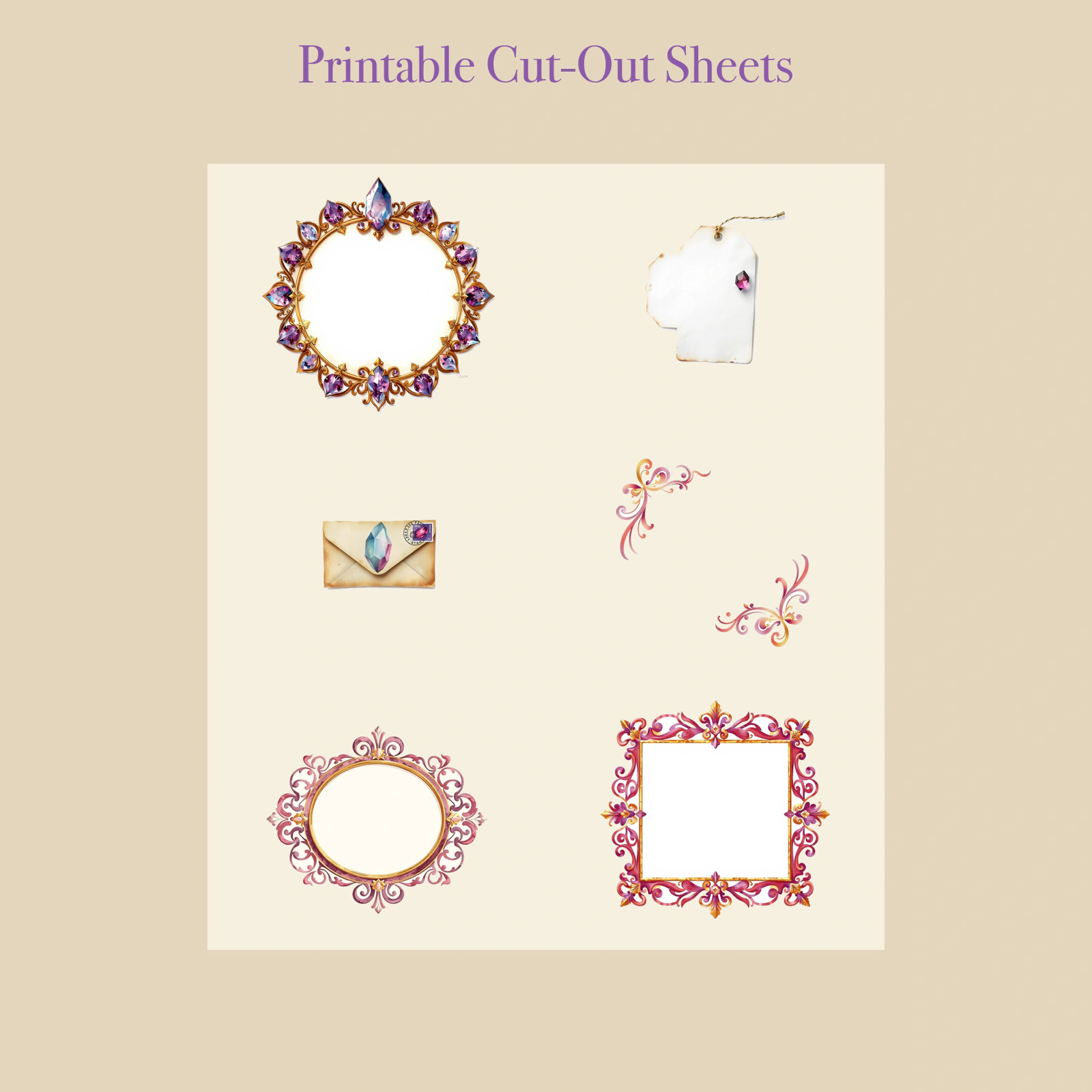 Crystal Gemstone Junk Journal Kit | Geode & Mineral Ephemera Papers | Printable Cut-Outs | Digital Download