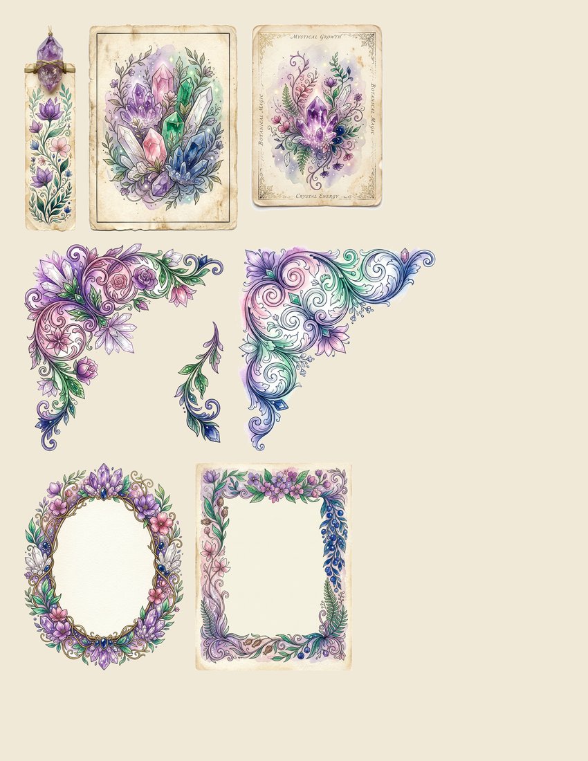 Crystal & Gemstone Mystical Junk Journal Kit | Enchanted Mineral Ephemera | Printable Pages | Digital Download
