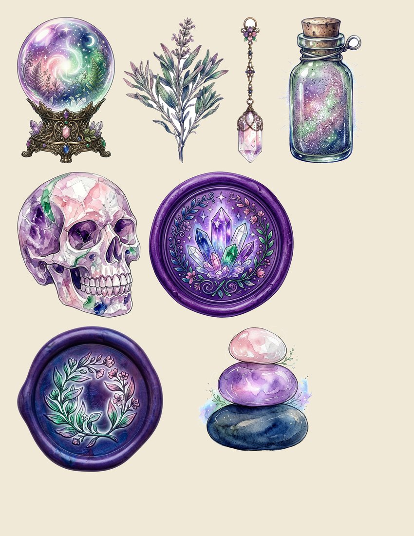 Crystal & Gemstone Mystical Junk Journal Kit | Enchanted Mineral Ephemera | Printable Pages | Digital Download