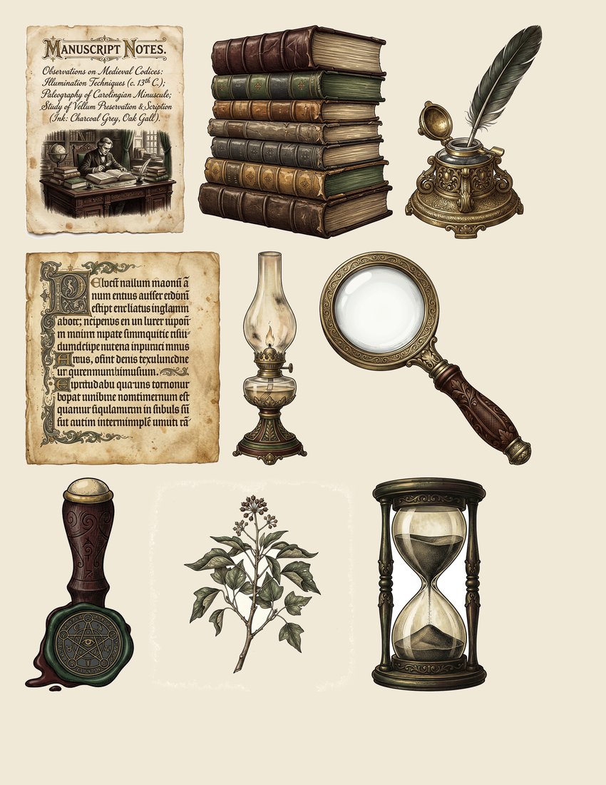 Dark Academia Library Junk Journal Kit | Scholarly Ephemera & Pages | Digital Download