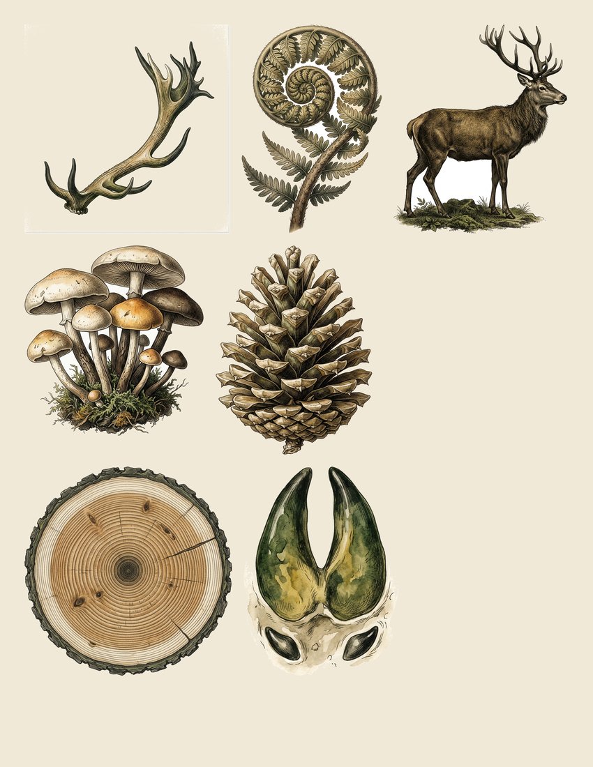 Woodland Stag Junk Journal Kit | Forest Ferns Ephemera | Nature's Whispers | Digital Download