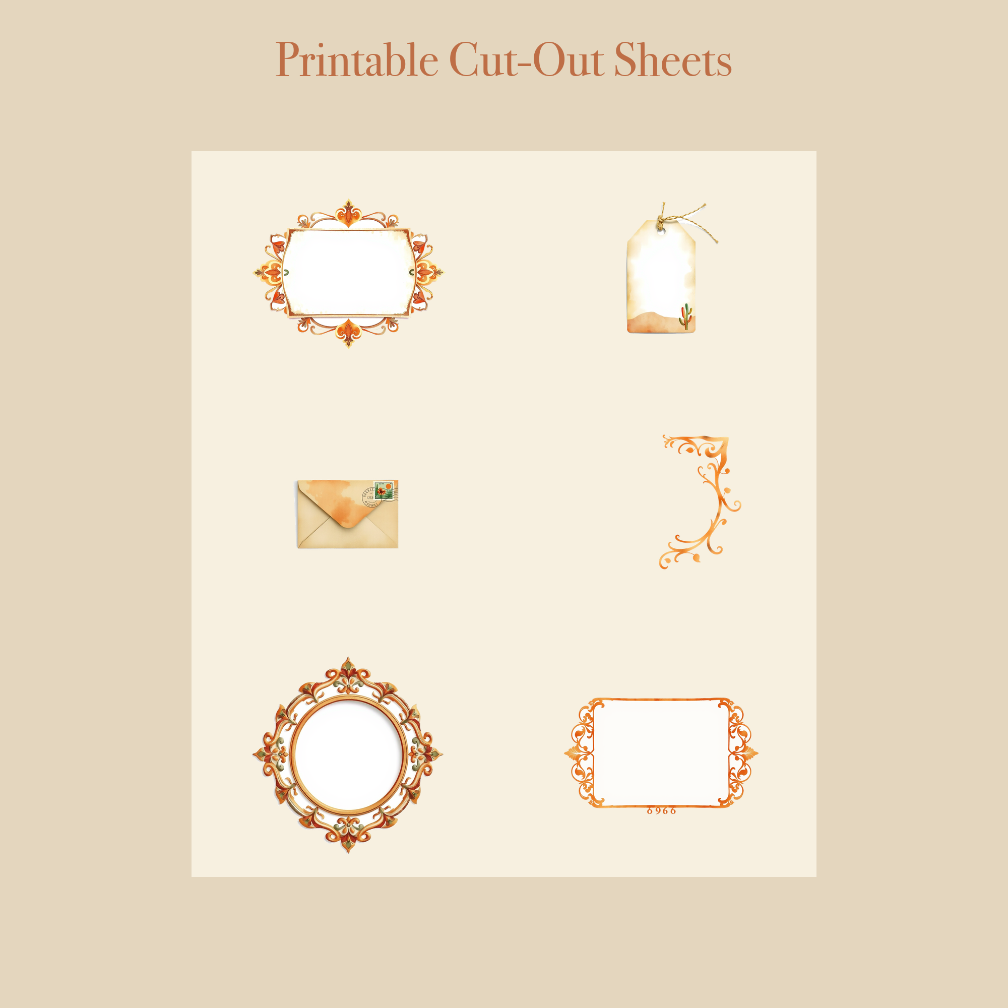Desert Southwest Junk Journal Kit | Cactus & Terracotta Boho Ephemera Papers | Printable Cut-Outs | Digital Download