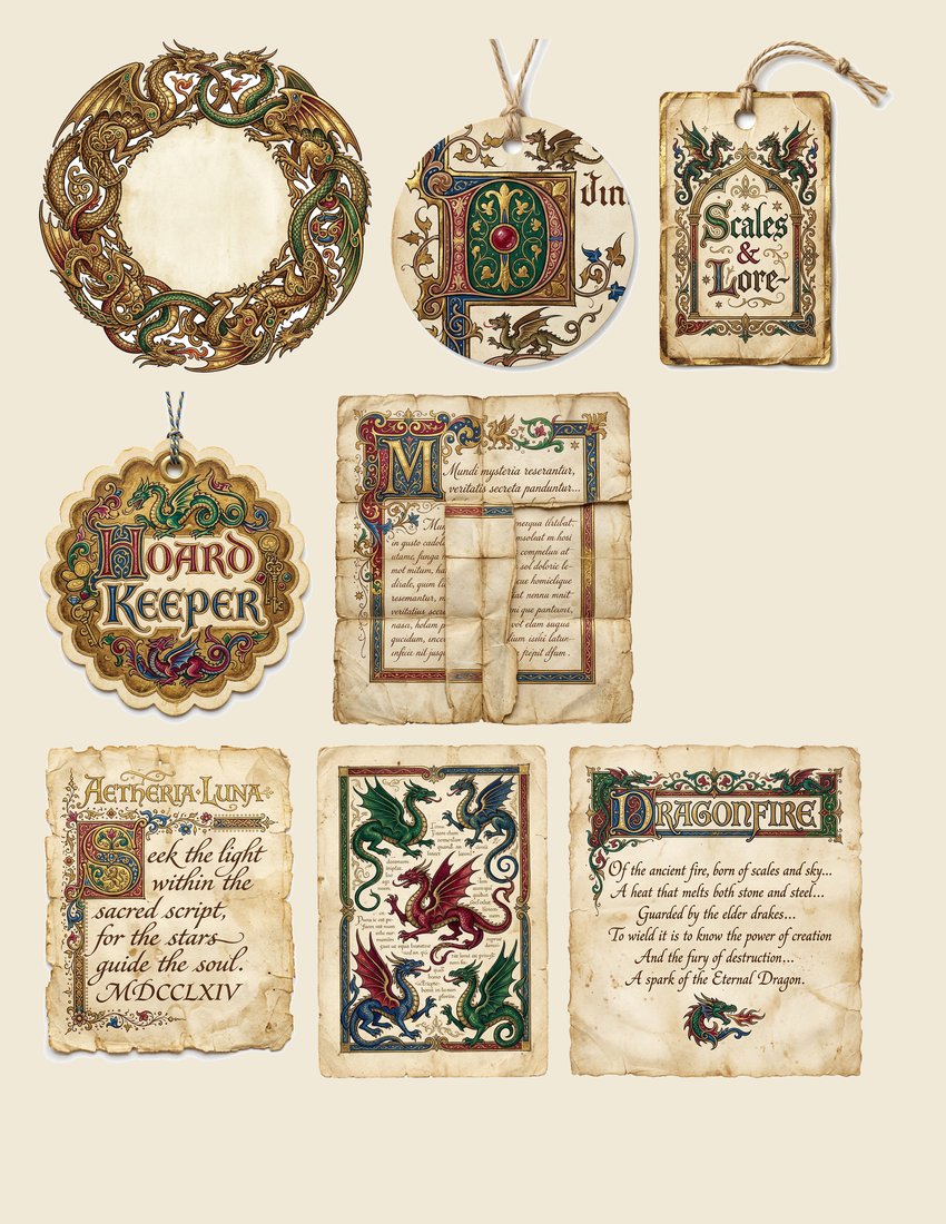 Dragon Legends Junk Journal Kit | Ancient Scales & Hoards | Digital Download