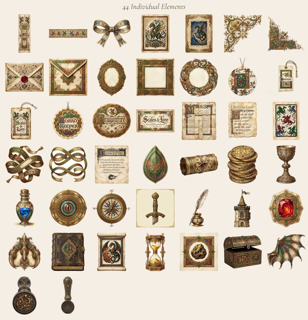 Dragon Legends Junk Journal Kit | Ancient Scales & Hoards | Digital Download