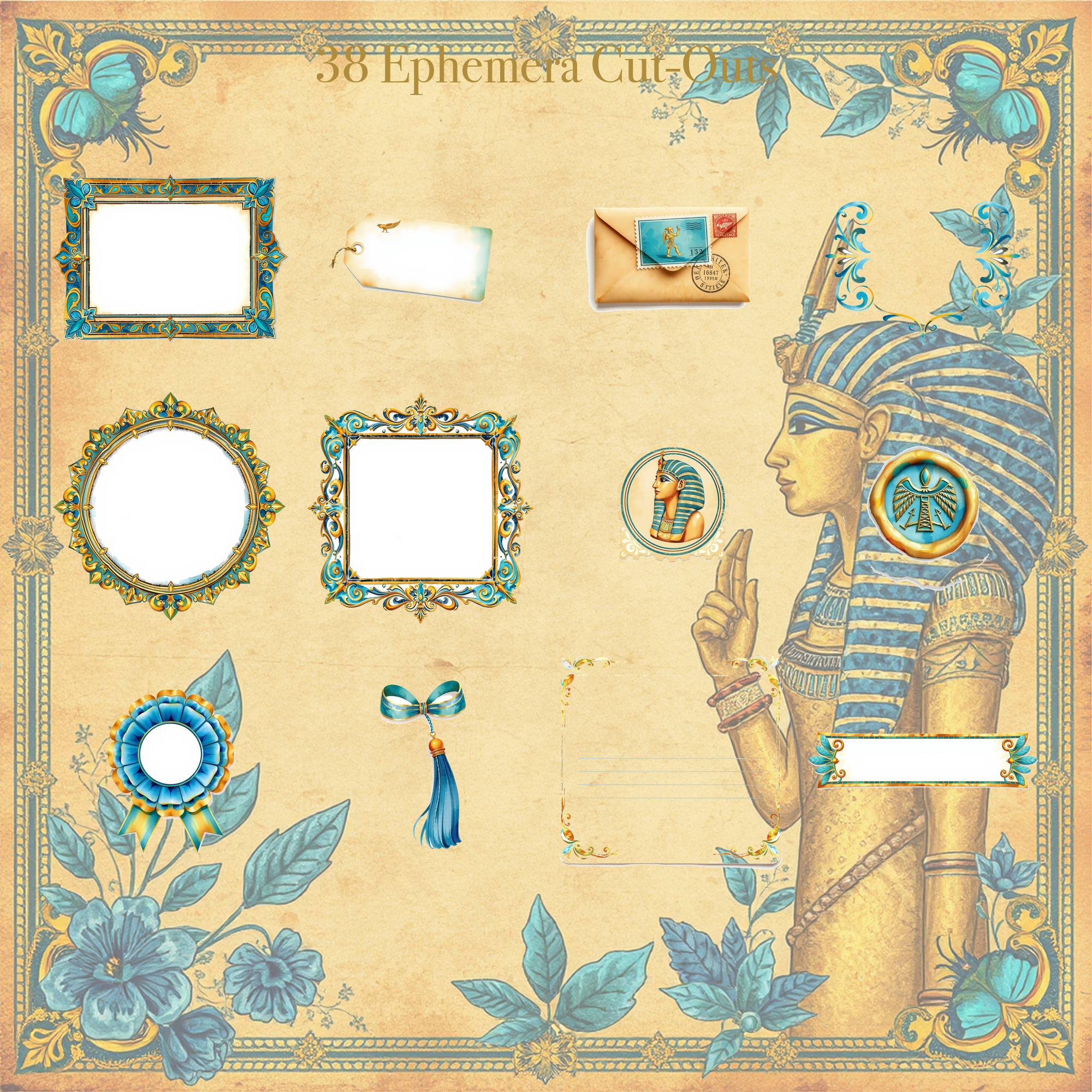 Ancient Egypt Junk Journal Kit | Pharaoh & Pyramid Ephemera Papers | Printable Cut-Outs | Digital Download