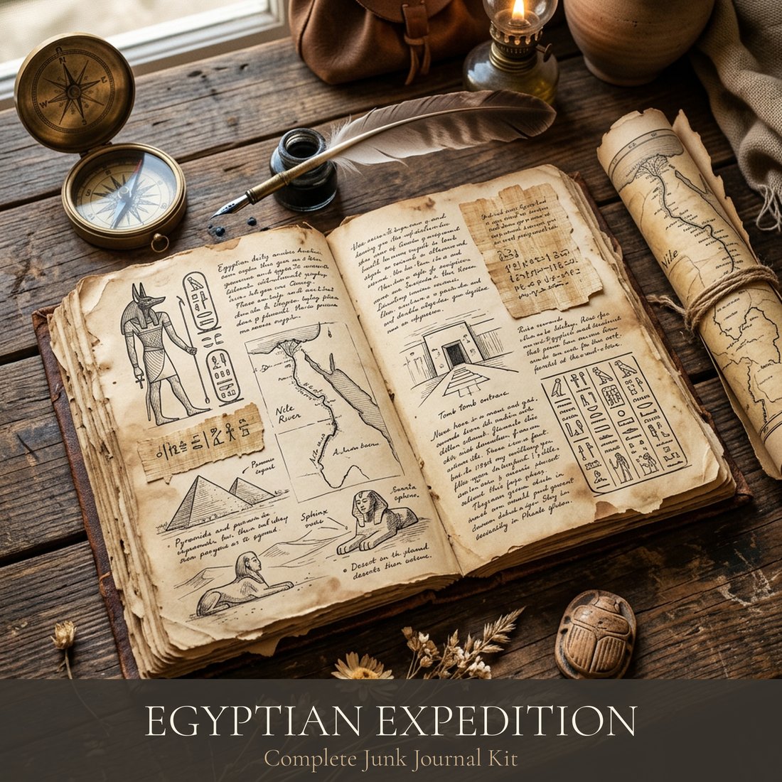 Egyptian Expedition Junk Journal Kit | Ancient Wonders | Digital Download